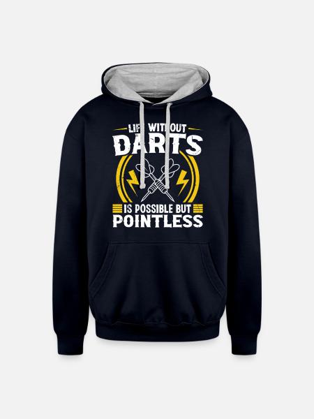 Darts Dart Player - Unisex Contrast Hoodie - navy/heather gray