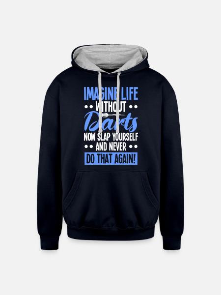 Darts Dart Player - Unisex Contrast Hoodie - navy/heather gray