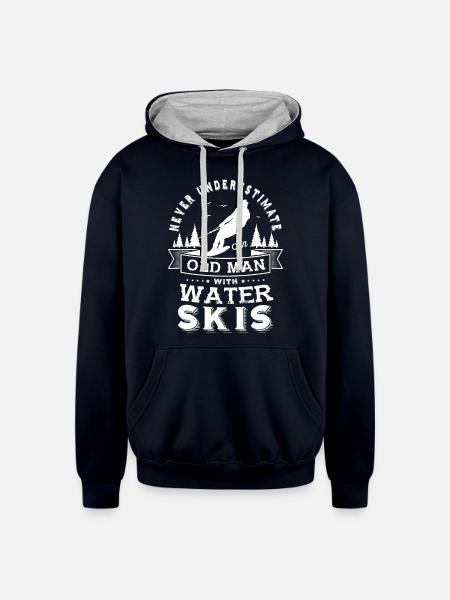 Water skiing funny - Unisex Contrast Hoodie - navy/heather gray