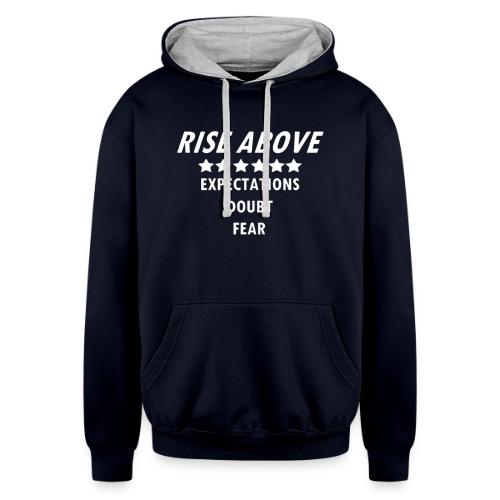 Rise Above (White font) - Unisex Contrast Hoodie