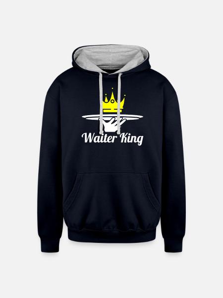 Waiter Waitress King - Unisex Contrast Hoodie - navy/heather gray