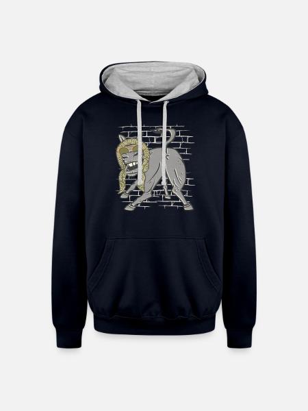 Donkey Mule Scarf Sunglasses - Unisex Contrast Hoodie - navy/heather gray