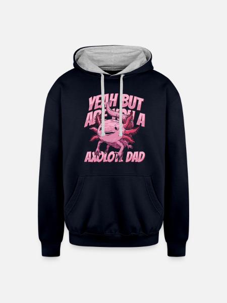 Axolotl Salamander Dad - Unisex Contrast Hoodie - navy/heather gray