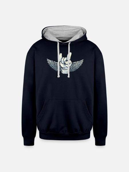 Electric Guitar - Unisex Contrast Hoodie - navy/heather gray