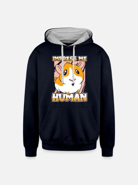 Guinea Pig Cavy - Unisex Contrast Hoodie - navy/heather gray