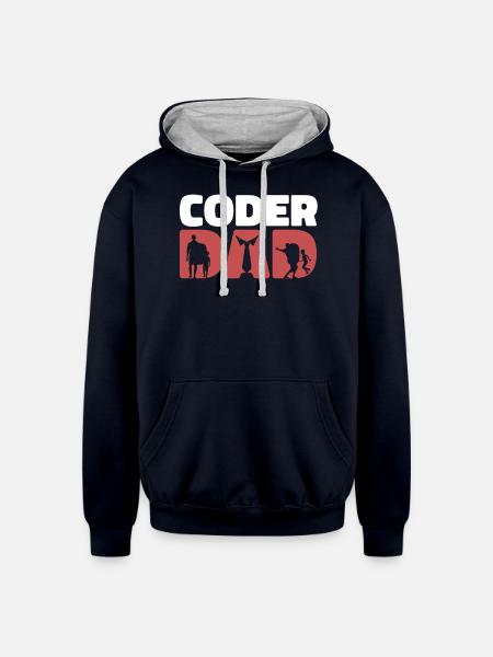 Programmer Coder Dad Coding - Unisex Contrast Hoodie - navy/heather gray