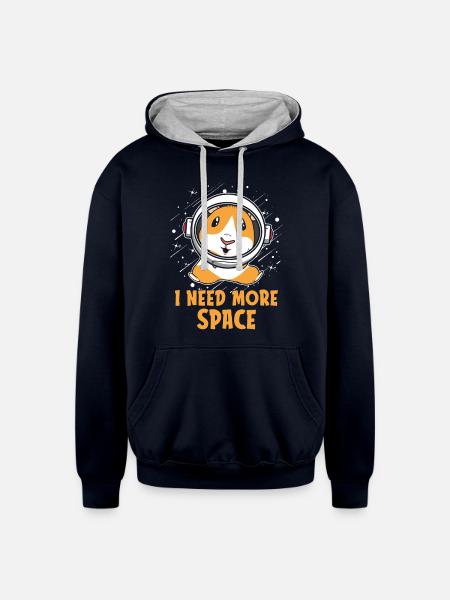 Guinea Pig Cavy - Unisex Contrast Hoodie - navy/heather gray