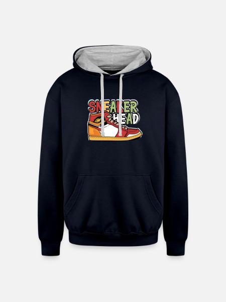 Sneaker Head - Unisex Contrast Hoodie - navy/heather gray