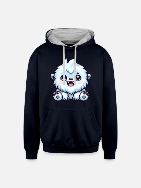Mysterious Yeti Presence - Unisex Contrast Hoodie - navy/heather gray