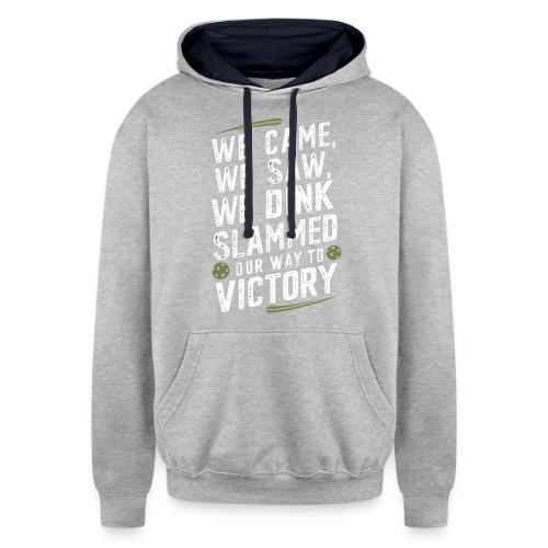 Dink Your Way to Victory! Funny Pickleball Design - Unisex Contrast Hoodie