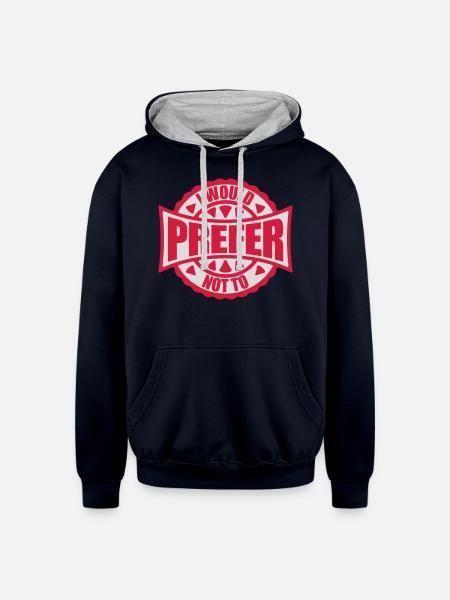 I prefer not to - Unisex Contrast Hoodie - navy/heather gray
