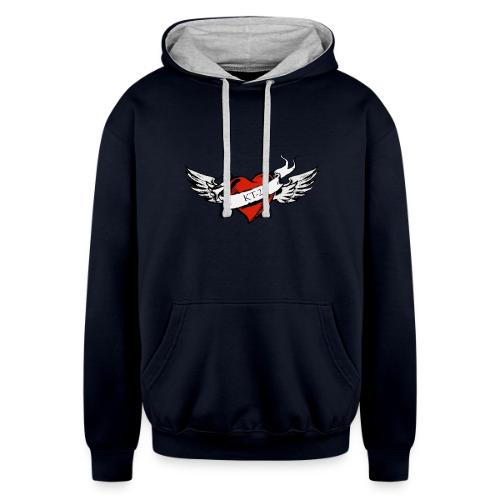 I LOVE KT-22 TATTOO HEART - Unisex Contrast Hoodie