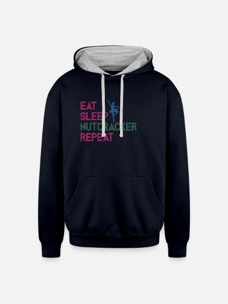 Eat Sleep Nutcracker Repeat - Unisex Contrast Hoodie - navy/heather gray