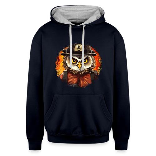 Owl Firefighter - Unisex Contrast Hoodie