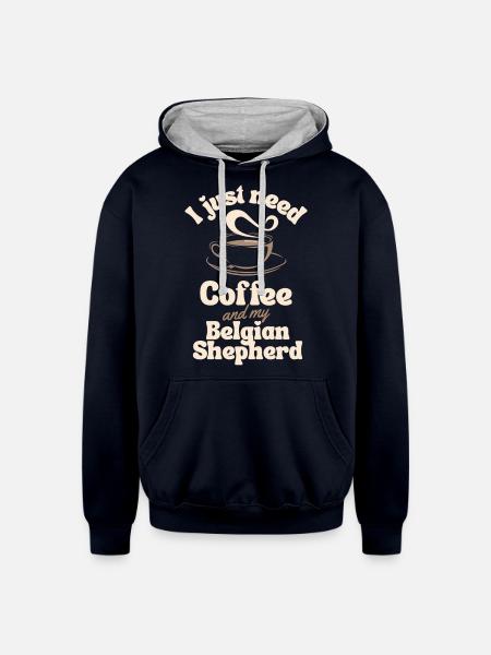 Coffee Belgian-shepherd lover - Unisex Contrast Hoodie - navy/heather gray
