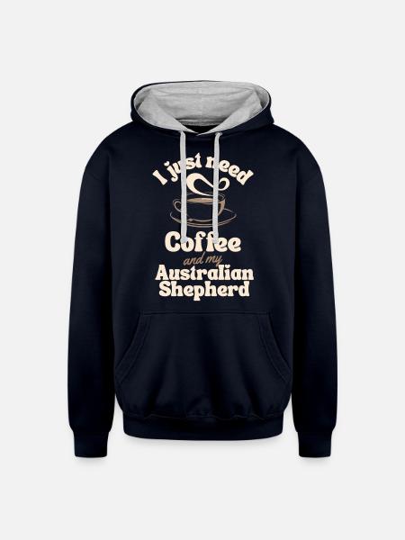 Coffee Australian-shepherd lover - Unisex Contrast Hoodie - navy/heather gray