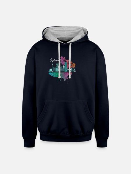 Sydney - Unisex Contrast Hoodie - navy/heather gray