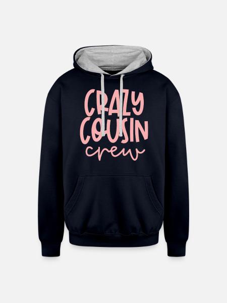 Crazy Cousin Crew Relationship Relative - Unisex Contrast Hoodie - navy/heather gray