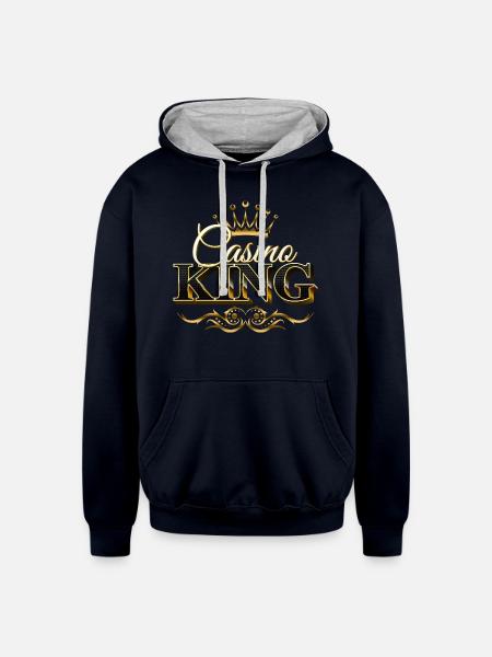 Casino King - Unisex Contrast Hoodie - navy/heather gray