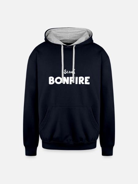 Scout Bonfire - Camping - Unisex Contrast Hoodie - navy/heather gray