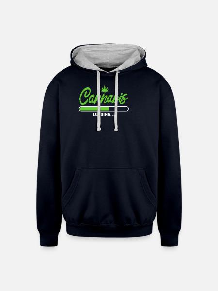 Cannabis Leaf - Unisex Contrast Hoodie - navy/heather gray