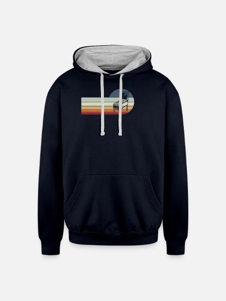 Retro Flipping Pinball - Unisex Contrast Hoodie - navy/heather gray