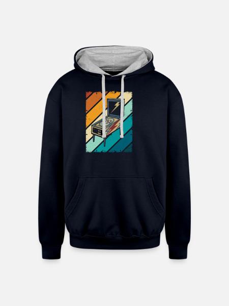 Pinball Flipping - Unisex Contrast Hoodie - navy/heather gray