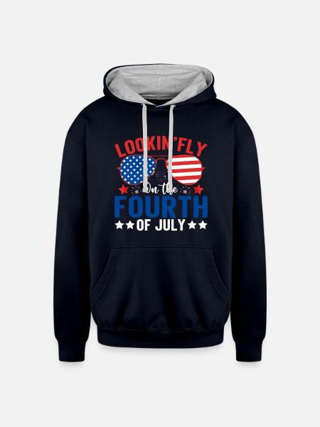 4th of july - Unisex Contrast Hoodie - navy/heather gray