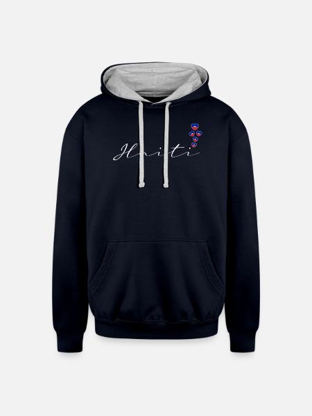 Haiti - Unisex Contrast Hoodie - navy/heather gray