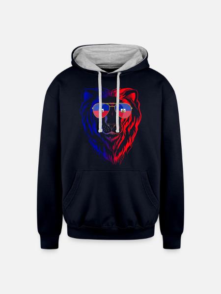 Haiti - Unisex Contrast Hoodie - navy/heather gray