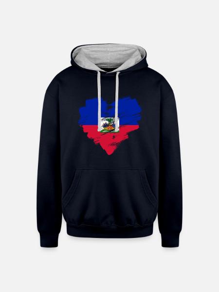 Haiti - Unisex Contrast Hoodie - navy/heather gray