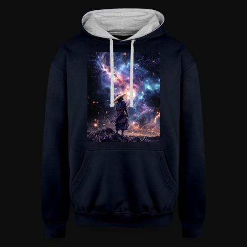 Samurai looking into the Cosmos - Unisex Contrast Hoodie