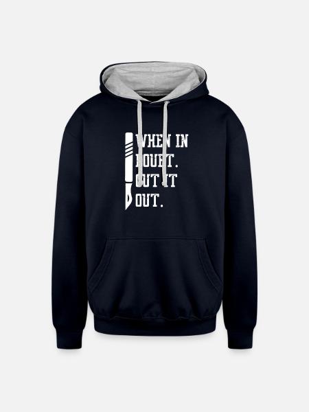 When In Doubt Cut It Out - Unisex Contrast Hoodie - navy/heather gray