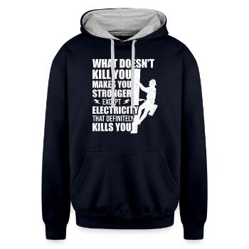 Funny Electrical Lineman Saying Power Lineman - Unisex Contrast Hoodie - navy/heather gray - Front
