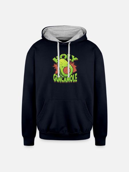 Holy guacamole - Avocado - Unisex Contrast Hoodie - navy/heather gray
