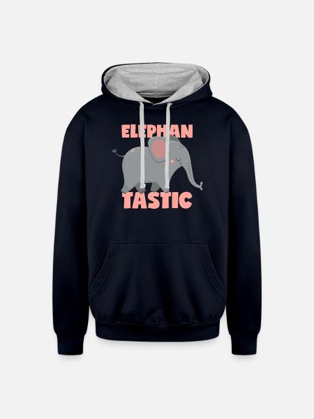 Fantastic Elephant Pun Elephantastic - Unisex Contrast Hoodie - navy/heather gray
