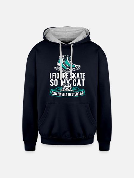 Figure Skating Cat - Unisex Contrast Hoodie - navy/heather gray