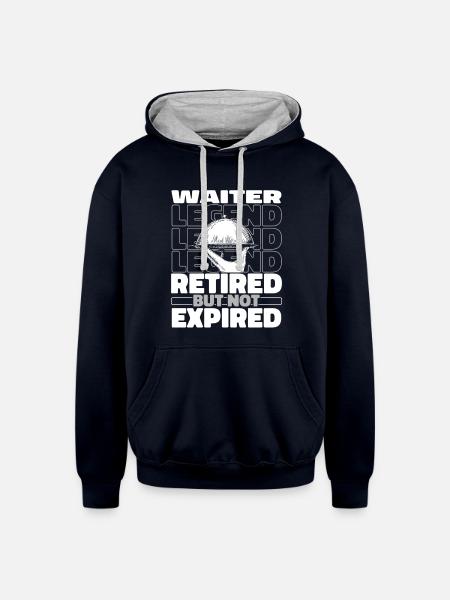 Waiter Waitress Retired - Unisex Contrast Hoodie - navy/heather gray