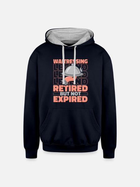 Waiter Waitress Retired - Unisex Contrast Hoodie - navy/heather gray