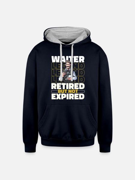 Waiter Waitress Retired - Unisex Contrast Hoodie - navy/heather gray