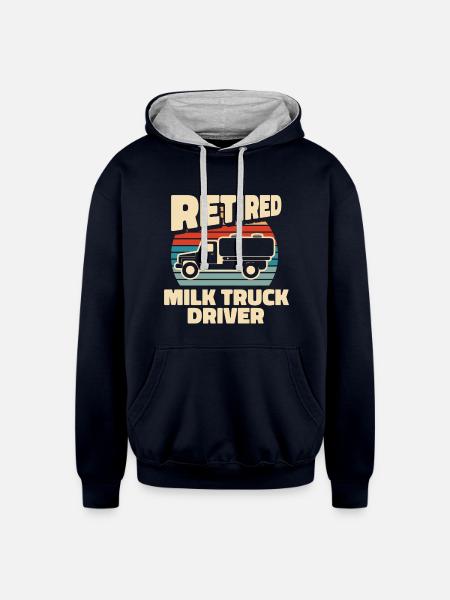 Milk Milk Truck - Unisex Contrast Hoodie - navy/heather gray