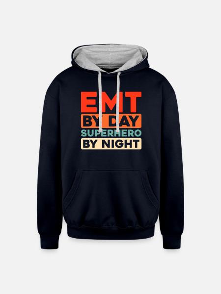Emt Paramedic - Unisex Contrast Hoodie - navy/heather gray