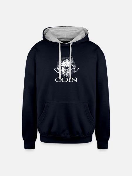 Odin - Unisex Contrast Hoodie - navy/heather gray