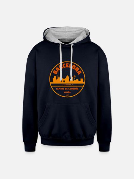 Barcelona Espana - Unisex Contrast Hoodie - navy/heather gray