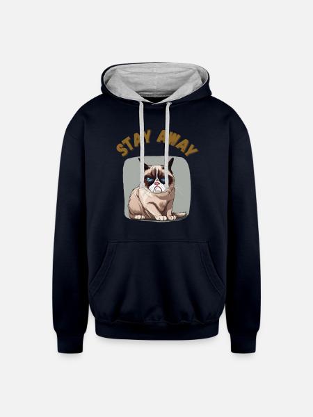 Stay away - Unisex Contrast Hoodie - navy/heather gray