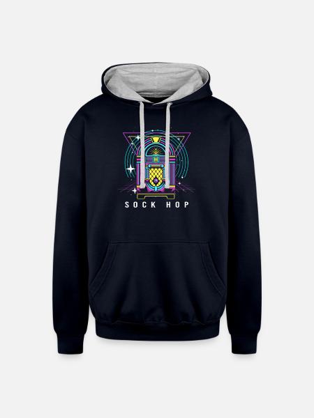 Dance Party Sock Hop - Unisex Contrast Hoodie - navy/heather gray