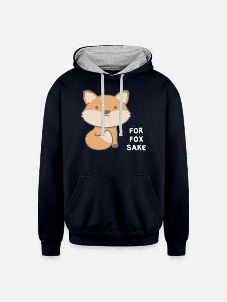 For Fox Sake - Unisex Contrast Hoodie - navy/heather gray