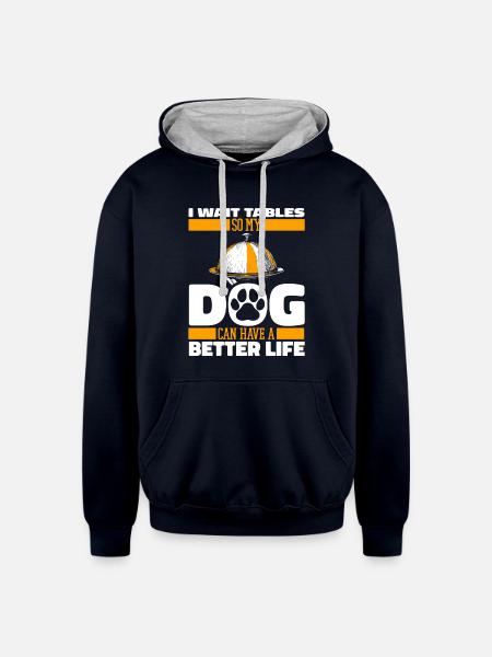 Waiter Waitress Dog - Unisex Contrast Hoodie - navy/heather gray