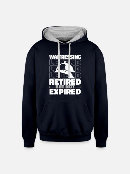 Waiter Waitress Retired - Unisex Contrast Hoodie - navy/heather gray