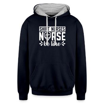 Nurse Nursing Shift - Unisex Contrast Hoodie - navy/heather gray - Front